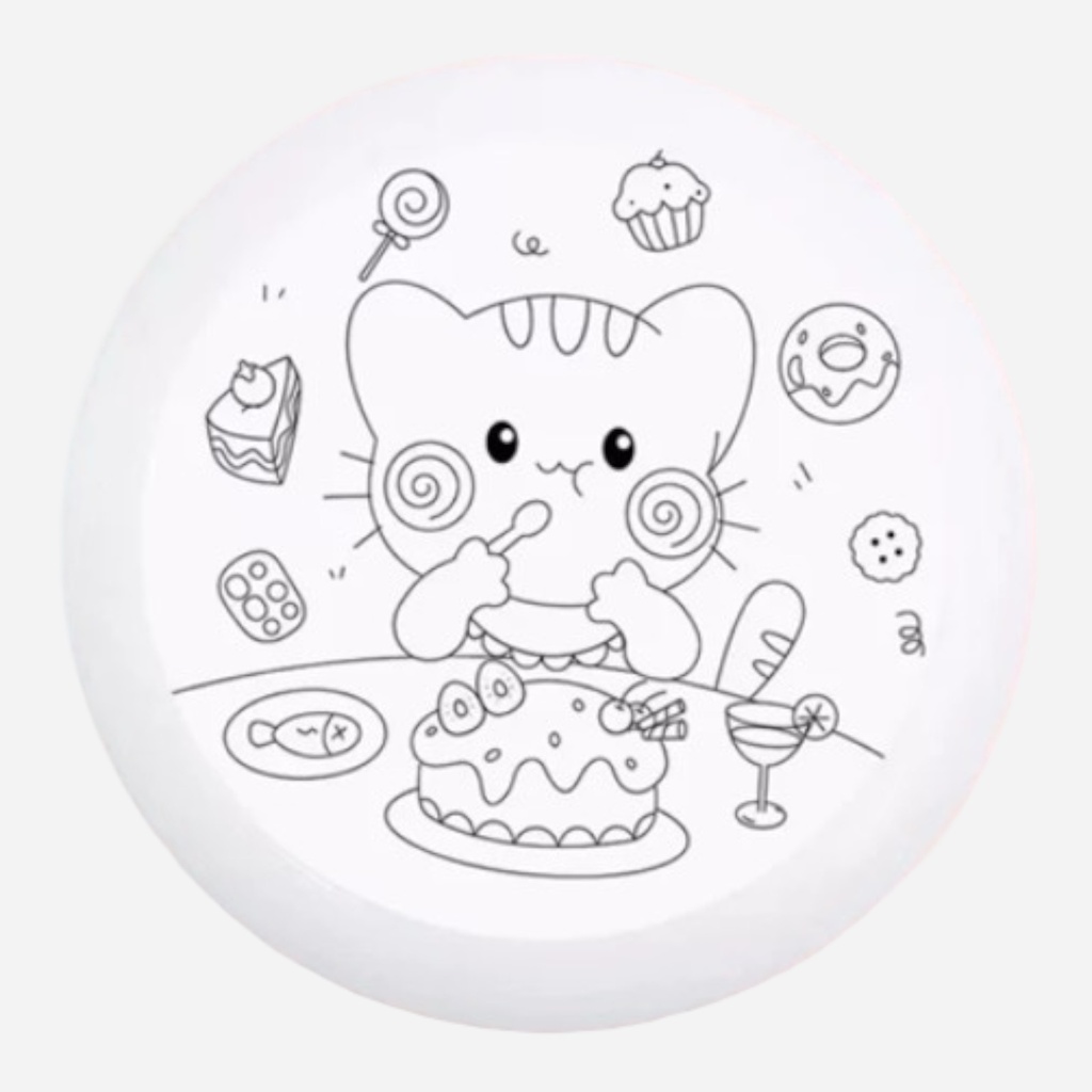 OVJ Paintable Frisbee 24cm Birthday Kitten