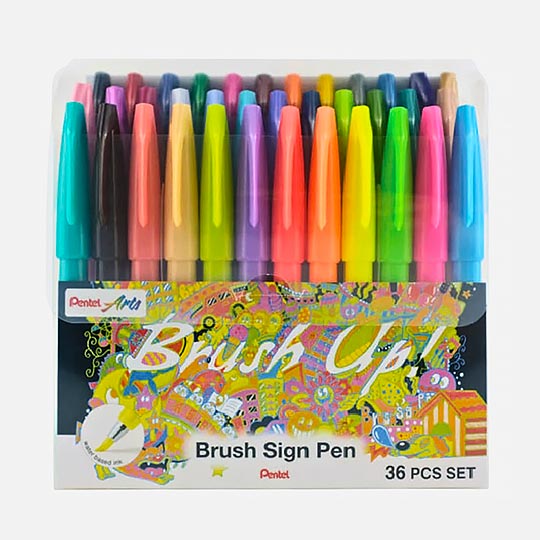 PENTEL Fude Touch Brush Pen Set x 36