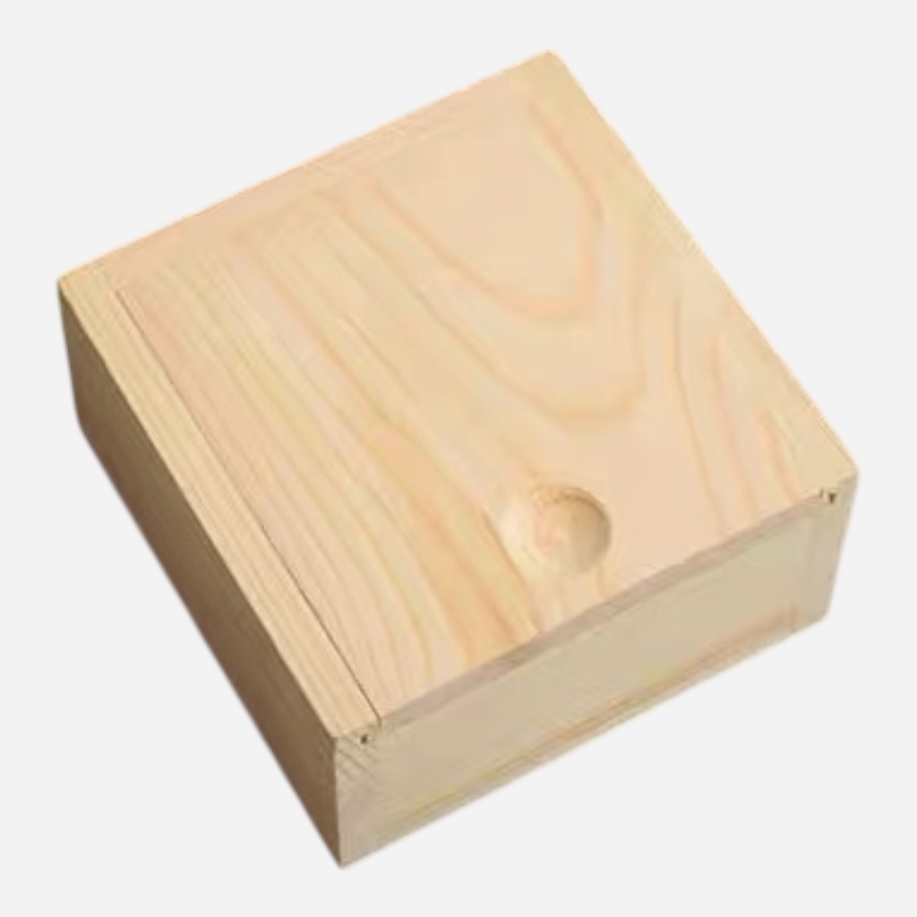 OVJ Pine Wooden Box With Slide Cover 5cm x 10cm x 10cm
