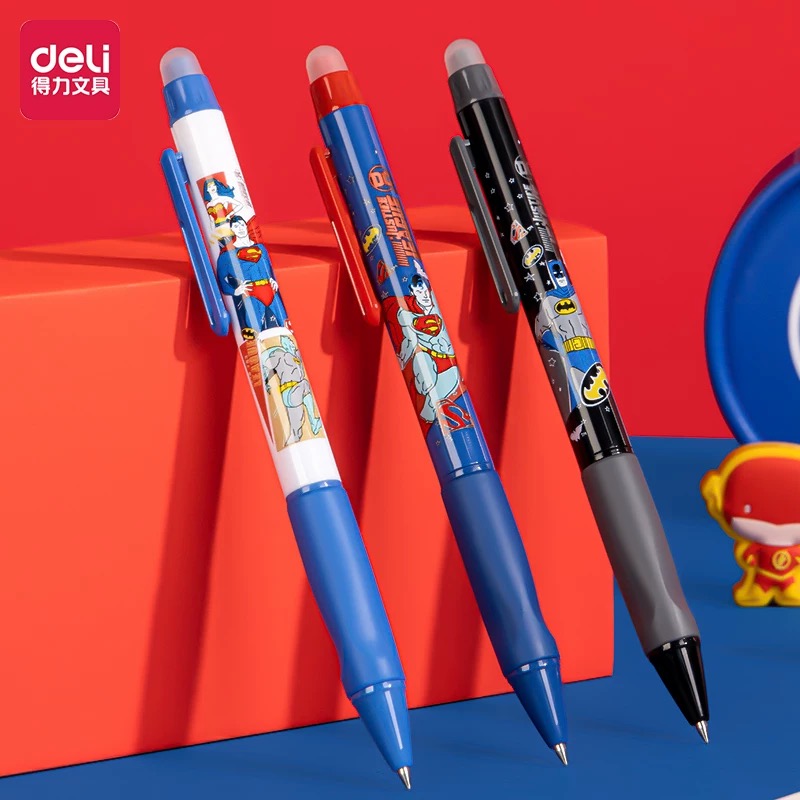 DELI Justice League Erasable Gel Roller Pen Black