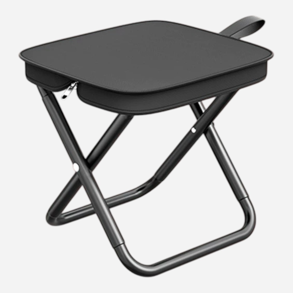 OVJ Folding Stool With Canvas Zip Bag Black