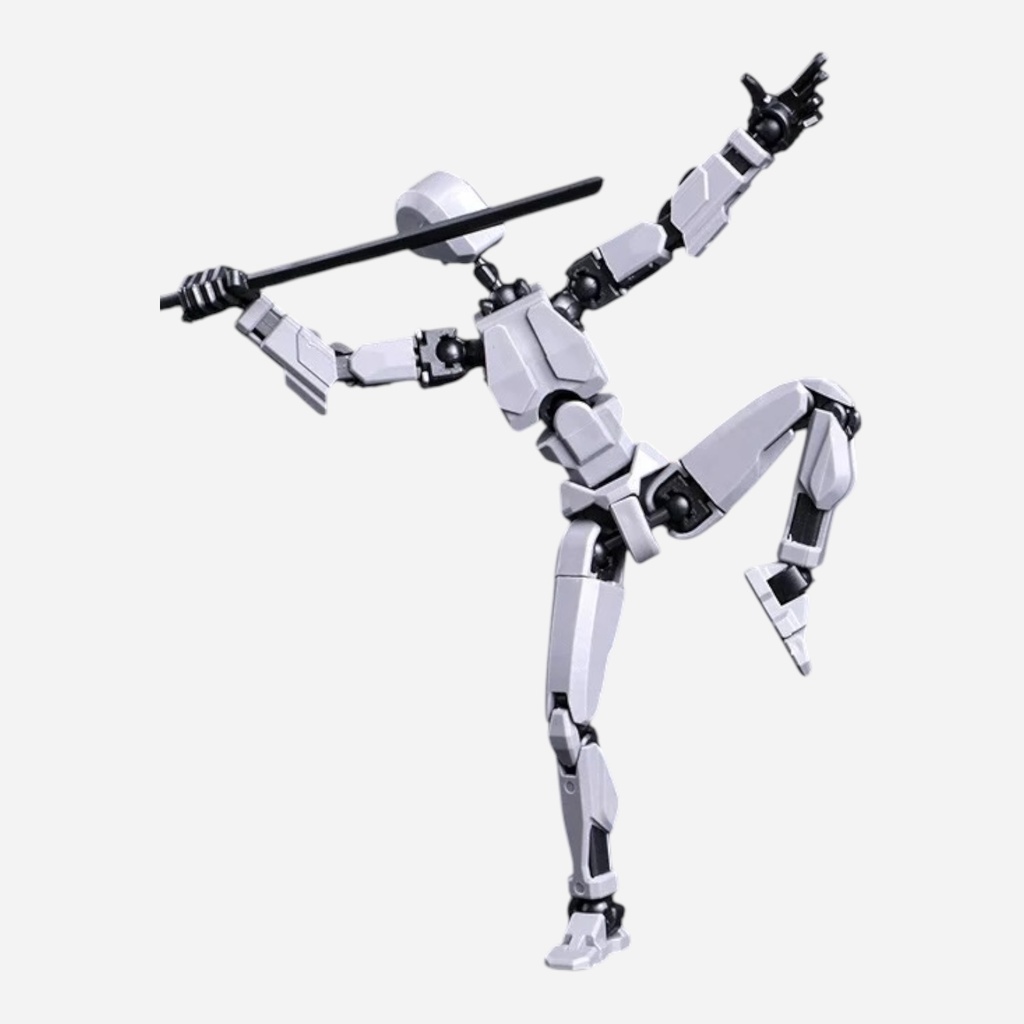 OVJ Stop Motion Plastic Action Figure Grey (Assembly Guide Included)