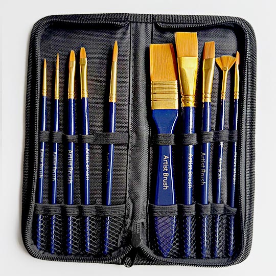 OVJ Golden Taklon Acrylic Brush Set x 10 (Canvas Case Included)