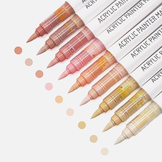 LANGUO Acrylic Brush Marker Colorful of Skin Set 2 x 9
