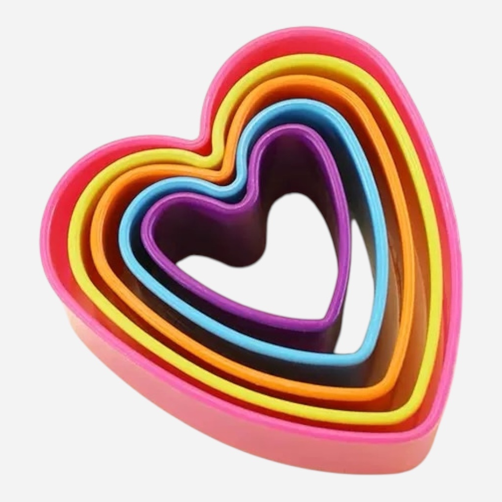 OVJ Plastic Clay Cutter Heart Set x 5