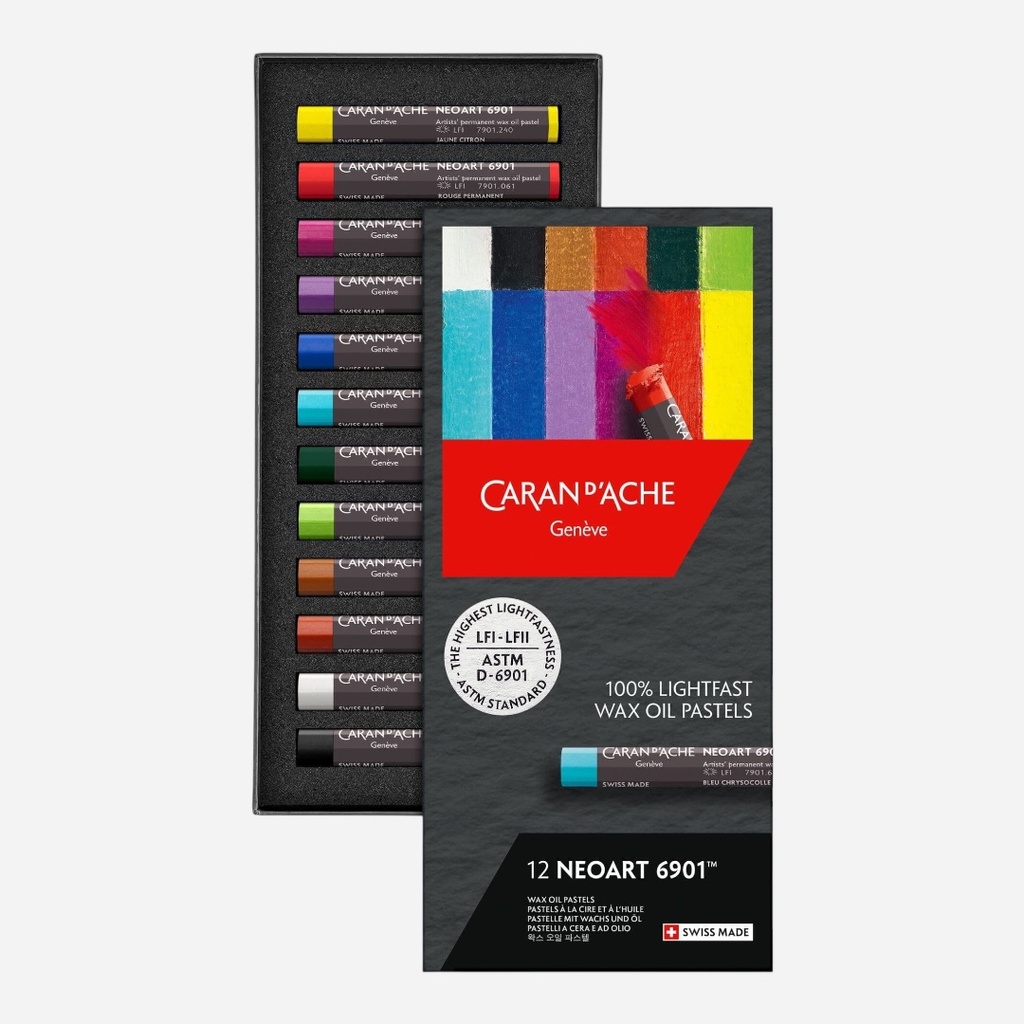 CARAN D'ACHE Neoart 100% Lightfast Wax Oil Pastel Set x 12