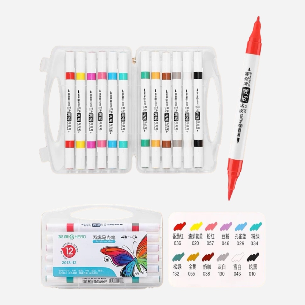 HERO Acrylic Paint Marker Twin Tip Set x 12