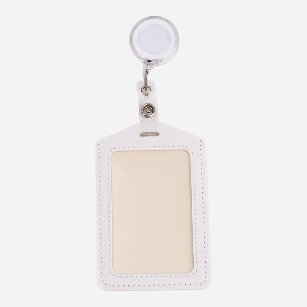 OVJ PU Leather ID Holder Lanyard 7cm x 12cm White (Strap 1.5m Included)