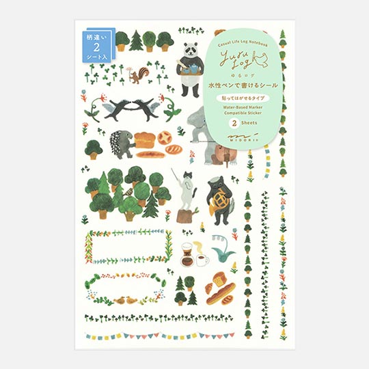 MIDORI Yuru Log Sticker Forest Animal x 2