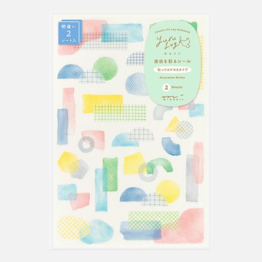 MIDORI Yuru Log Sticker Collage Watercolor Motif x 2