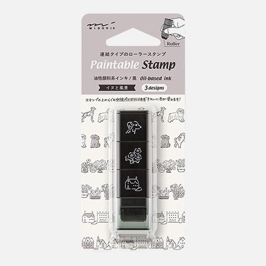 MIDORI Paintable Stamp Roller Dog & Landscape