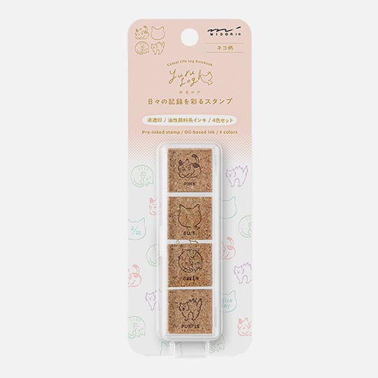 MIDORI Yuru Log Paintable Pre-inked Stamp Cat