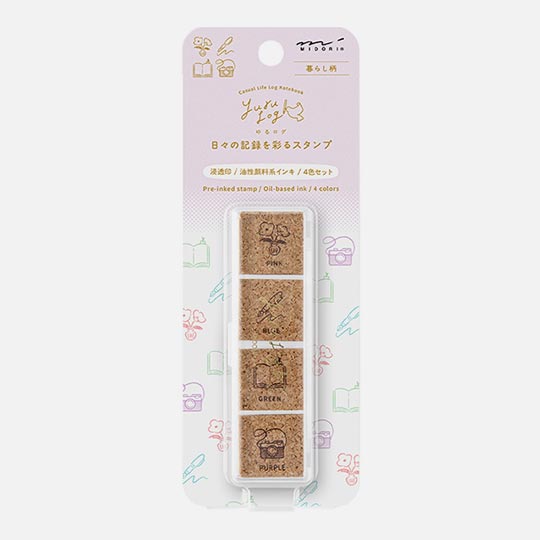 MIDORI Yuru Log Paintable Pre-inked Stamp Daily Life