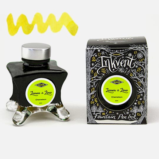 DIAMINE Inkvent Black Chameleon Fountain Pen Ink 50ml Lemon & Lime