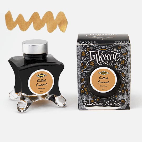 DIAMINE Inkvent Black Shimmer Fountain Pen Ink 50ml Salted Caramel