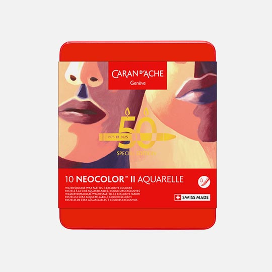 CARAN D'ACHE Neocolor II Water-Soluble Wax Pastel 50th Anniversary Portrait Set x 10 (Includes 3 Exclusive Colors)