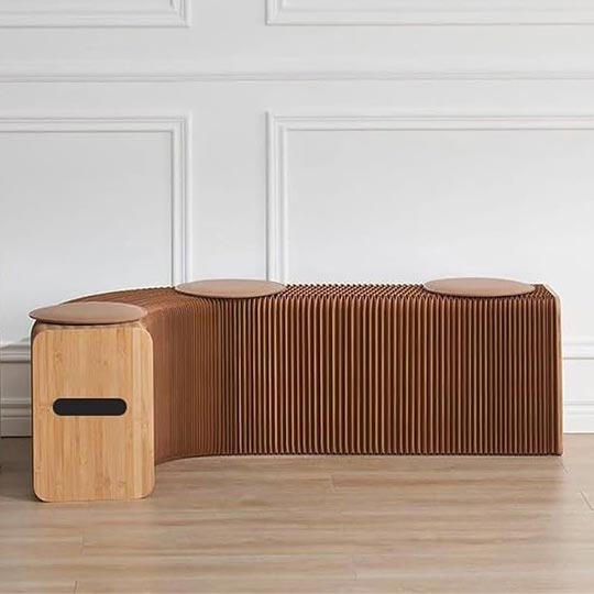 OVJ Honeycomb Accordion Bench 6-Seater Brown