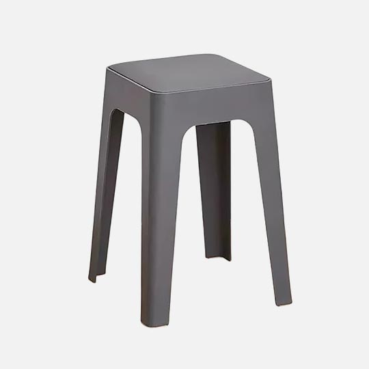 OVJ Stackable Plastic Square Stool Charcoal Grey