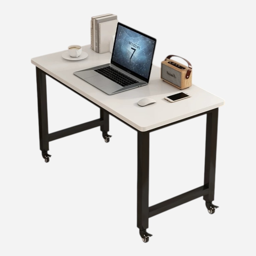 OVJ White Top Table With Castors W40 x L60 x H74cm