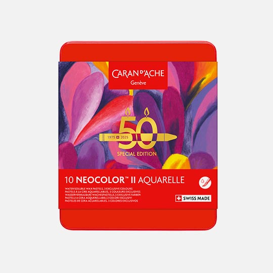CARAN D'ACHE Neocolor II Water-Soluble Wax Pastel 50th Anniversary Pop Set x 10 (Includes 3 Exclusive Colors)