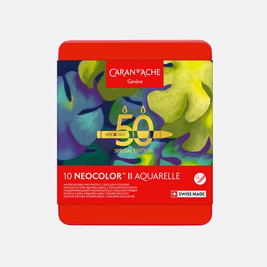 CARAN D'ACHE Neocolor II Water-Soluble Wax Pastel 50th Anniversary Lush Set x 10 (Includes 3 Exclusive Colors)