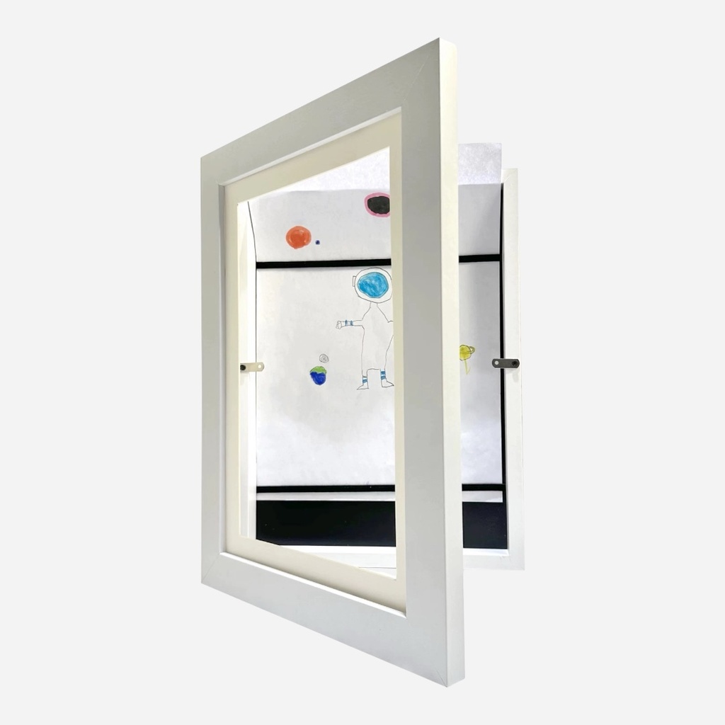 OVJ Wooden Magnetic Flip Picture Frame A4 White