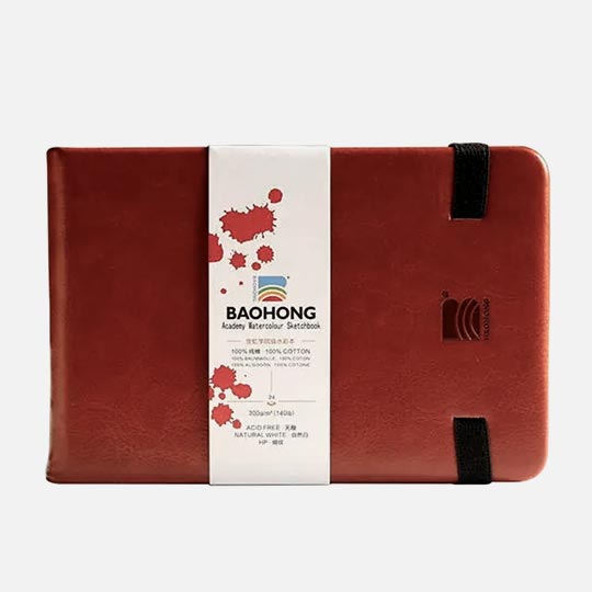 BAOHONG Academy 100% Cotton Watercolor Paper Book 300gsm Hot Press 12cm x 16cm x 24