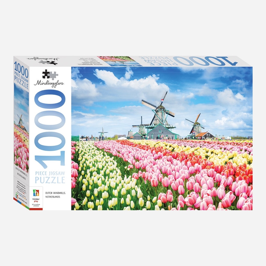 HINKLER Mindbloggers Jigsaw Puzzle 1000 Pieces - Dutch Windmills, Netherlands