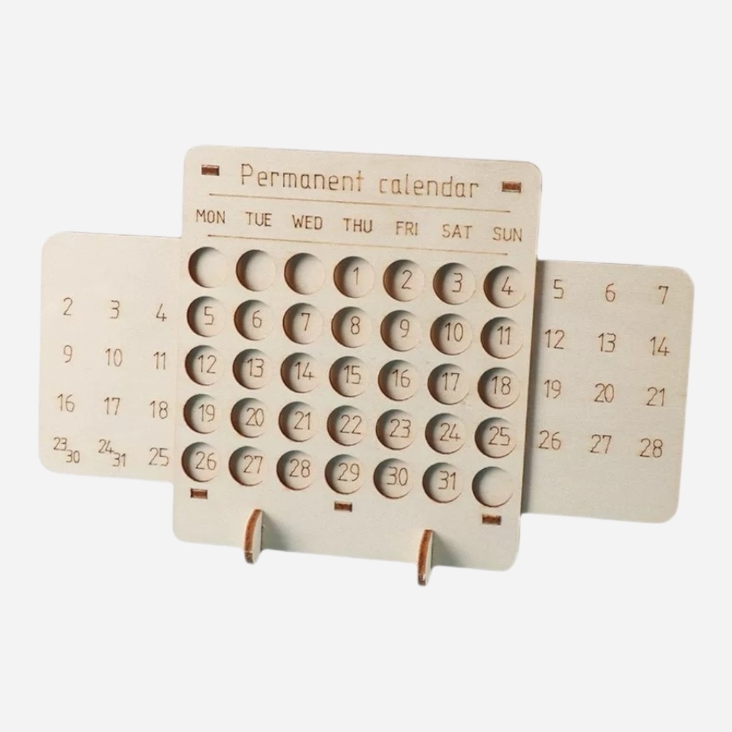 OVJ Craft Wood Perpectual Calendar 12cm x 19cm
