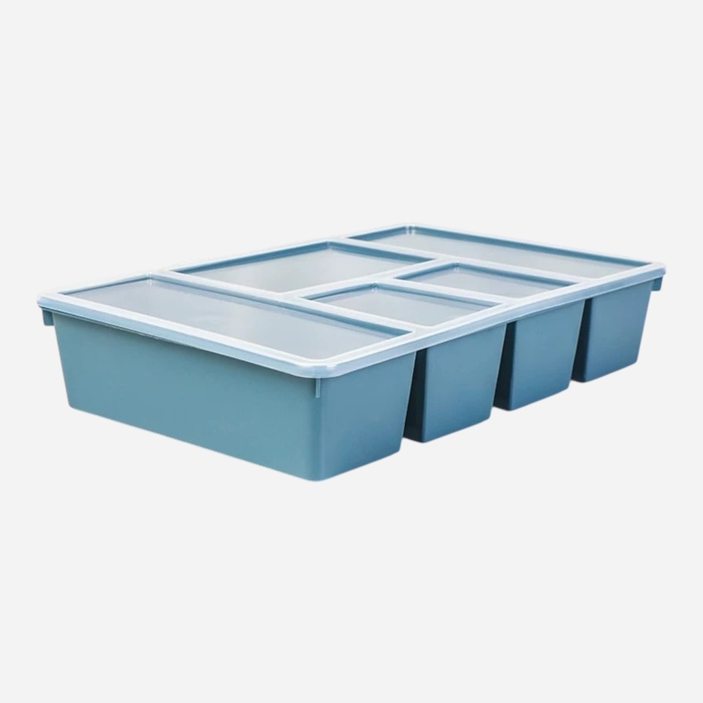 OVJ Plastic Tray Organiser With Cover Blue