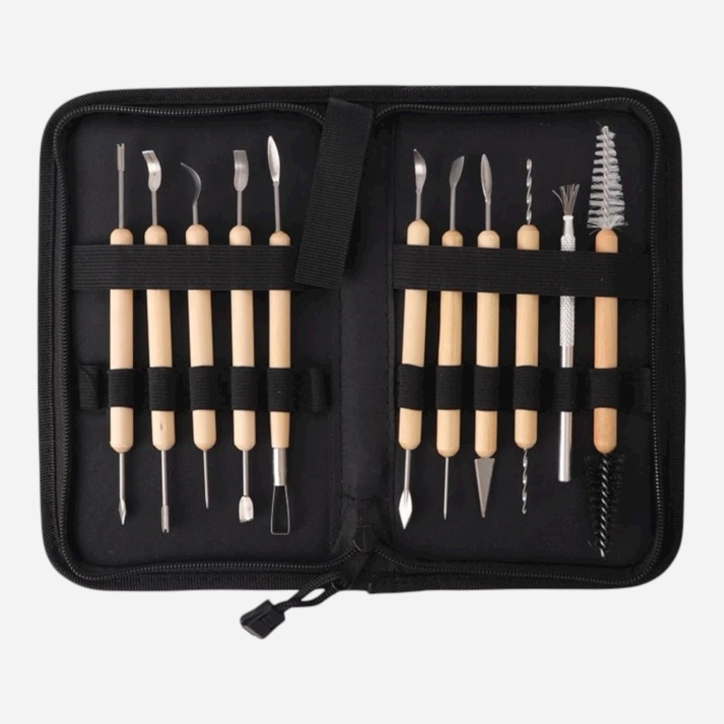 OVJ Potters Sculpting Tool Set x 11 (Canvas Bag Included)