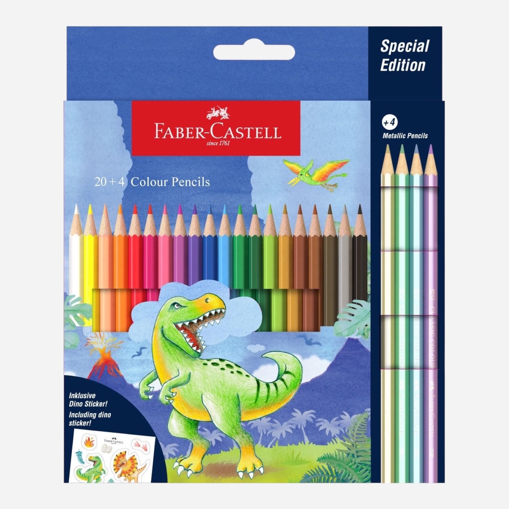 FABER-CASTELL Classic Colour Pencil Dinosaur Set x 24
