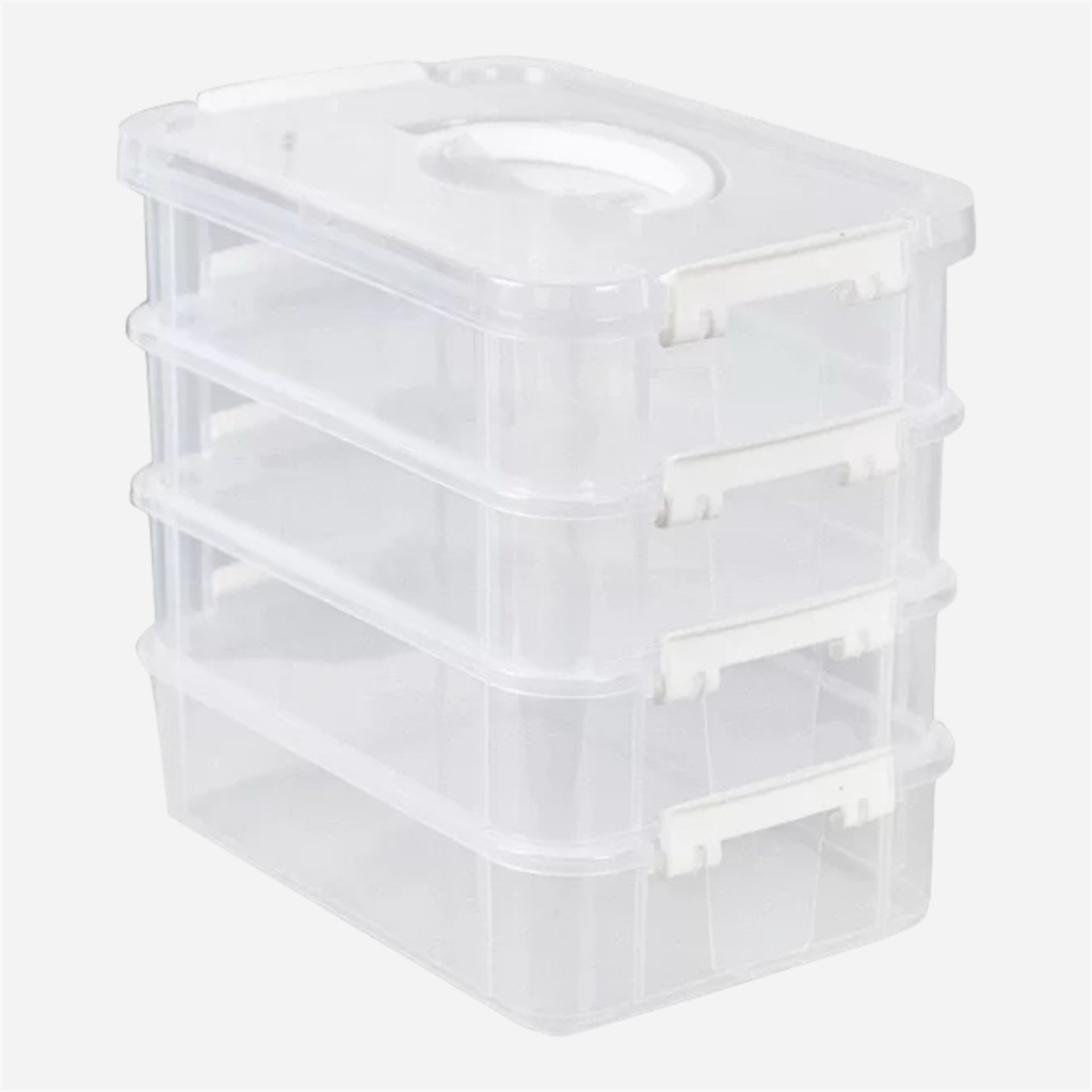 OVJ Plastic Storage Box 4-Tier 25cm x 16cm x 23cm