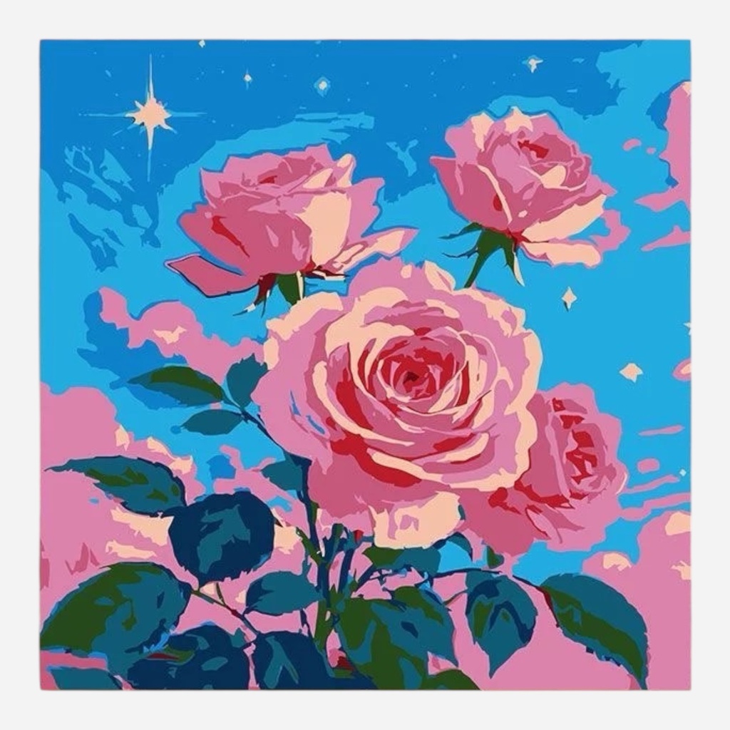 OVJ Paint By Numbers Kit 20cm x 20cm Roses Are Red, Sky Is Blue