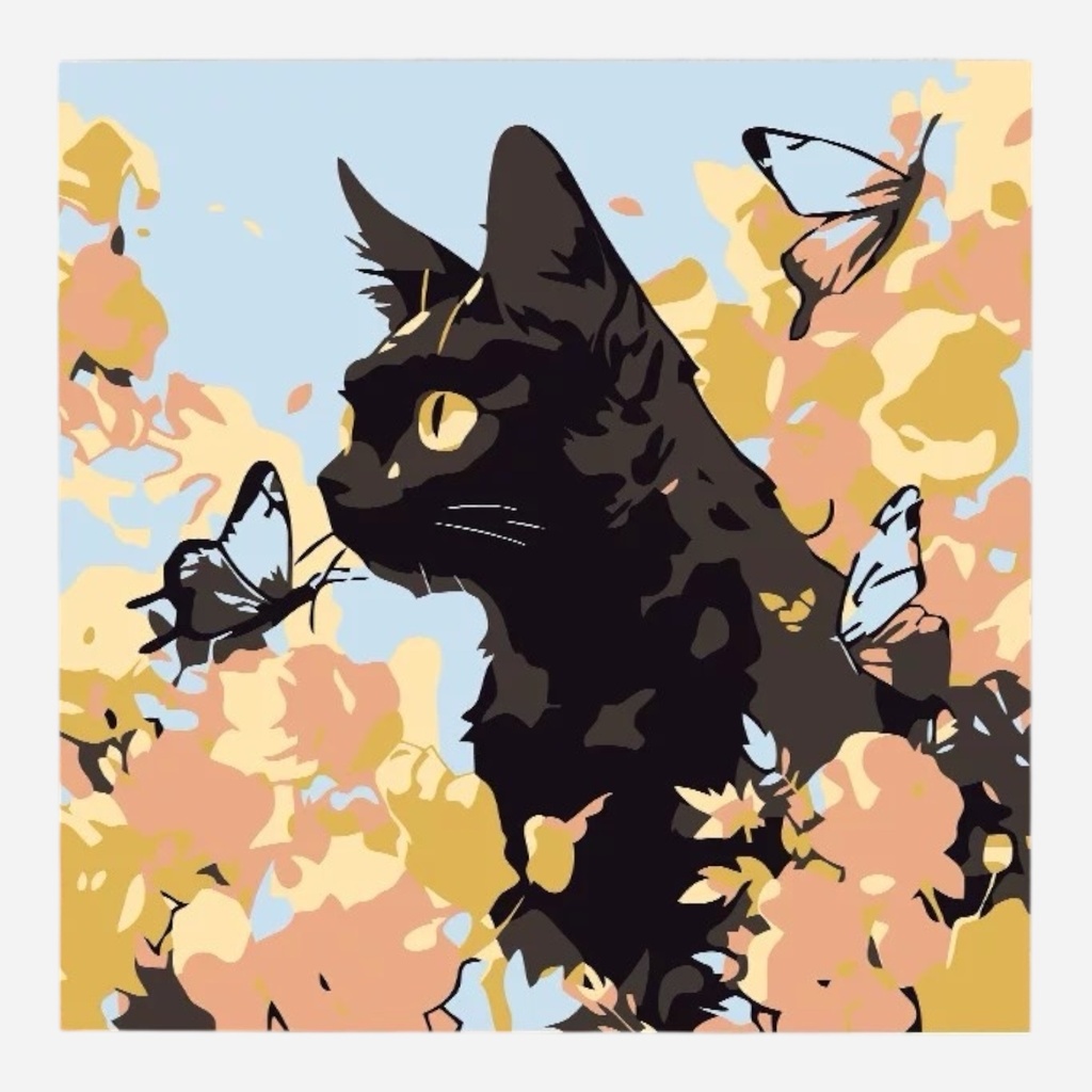 OVJ Paint By Numbers Kit 20cm x 20cm Cats & Butterflies - Eyes On You