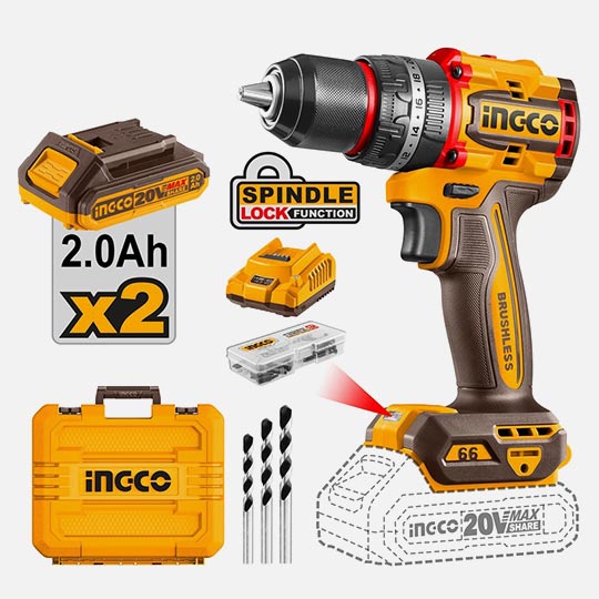 INGCO Compact Brushless Cordless Impact Drill Set