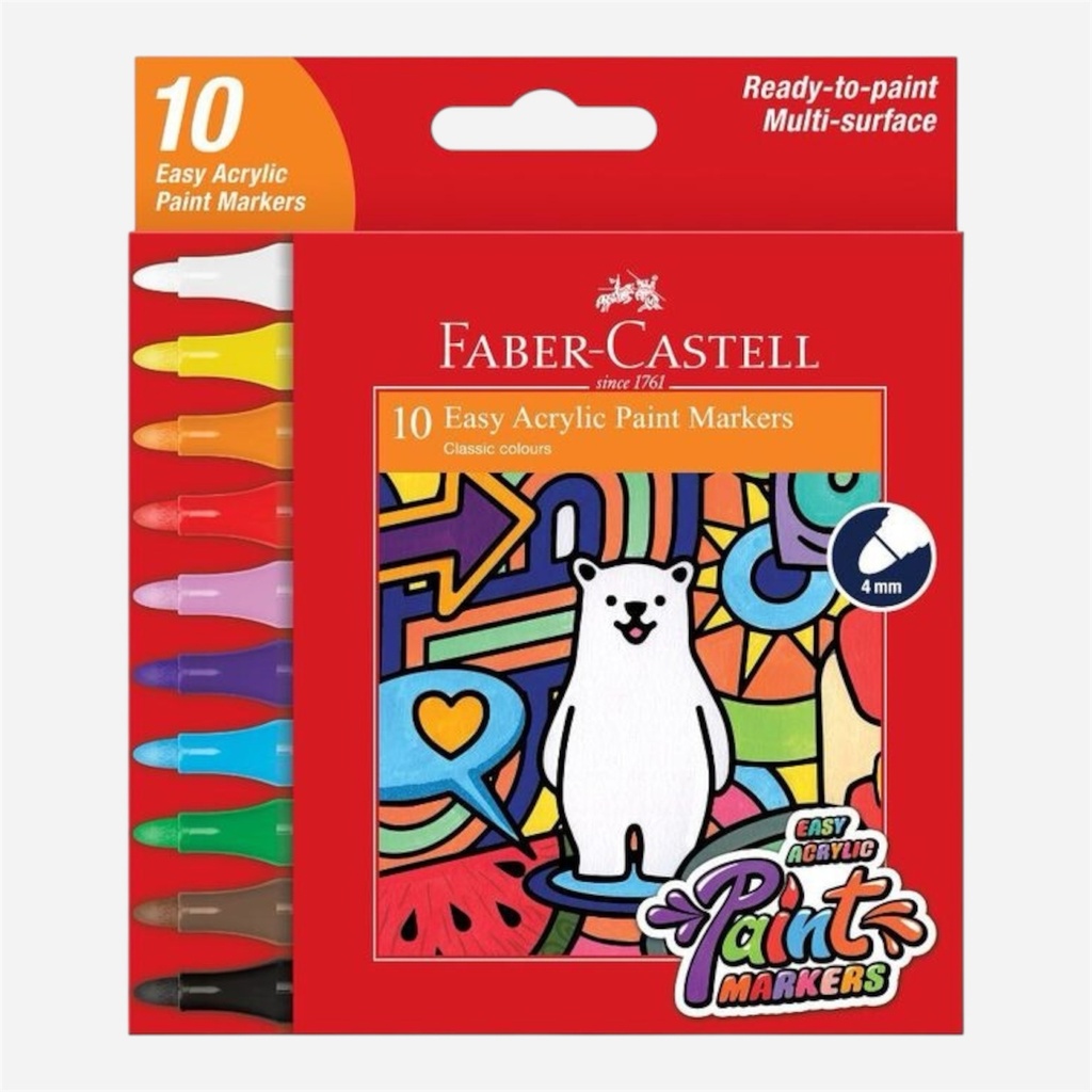 FABER-CASTELL Easy Acrylic Paint Marker Classic Set x 10