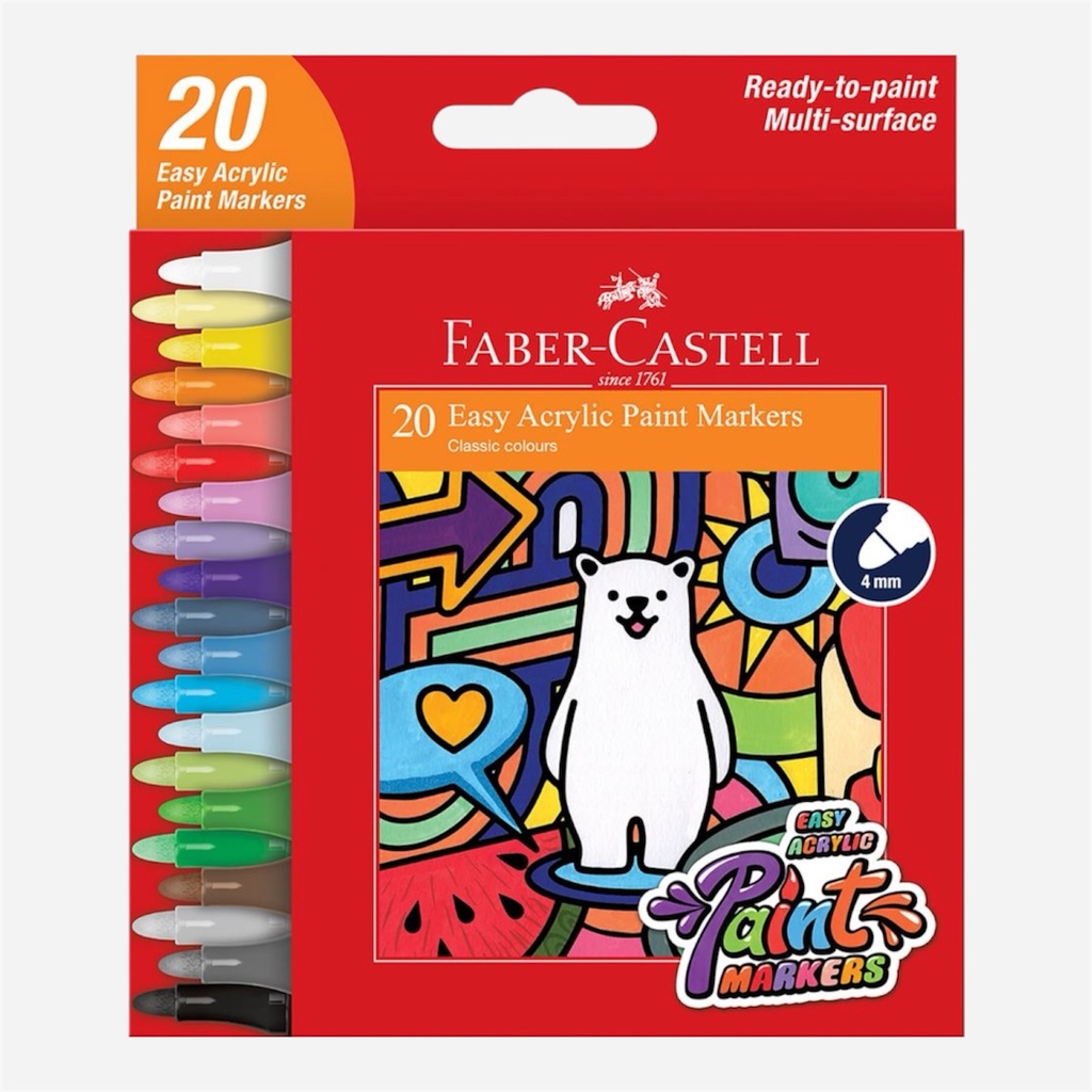 FABER-CASTELL Easy Acrylic Paint Marker Classic Set x 20