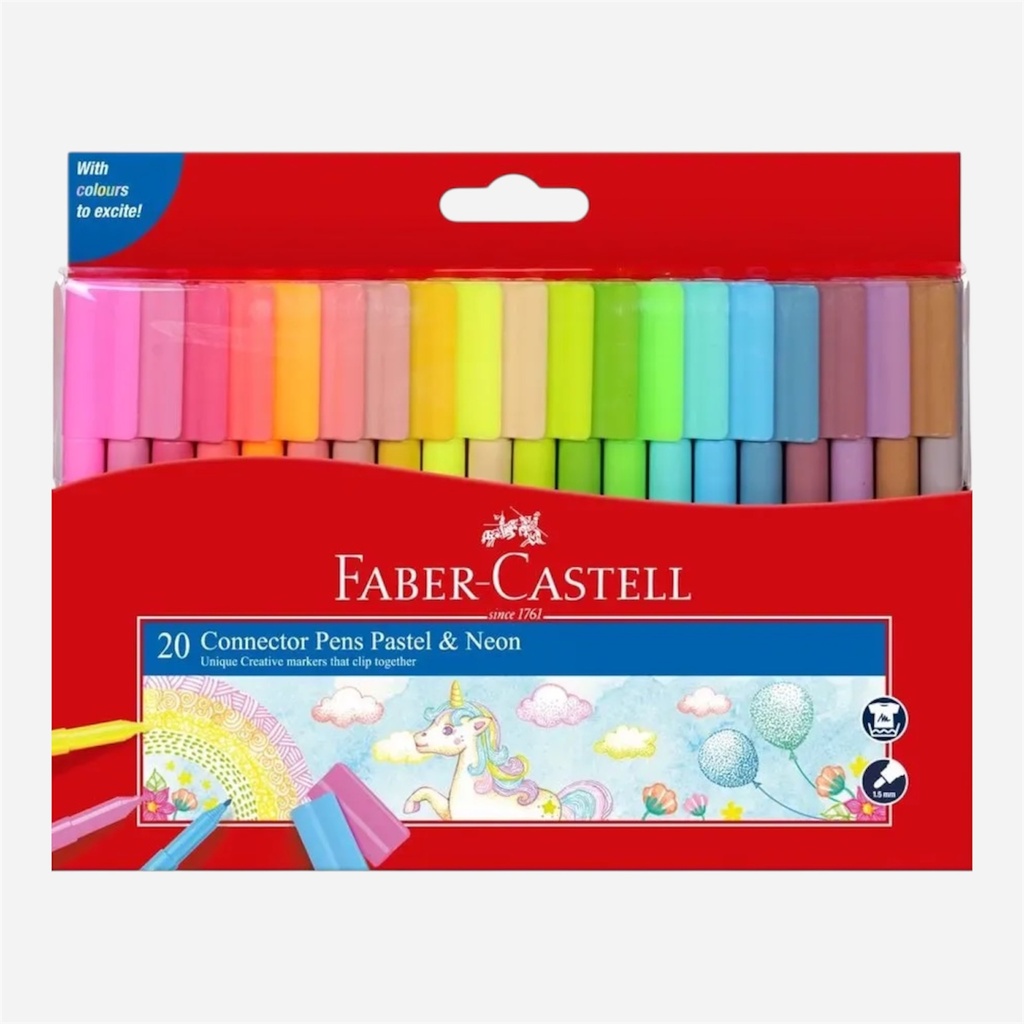 FABER-CASTELL Connector Pen Pastel & Neon Set x 20