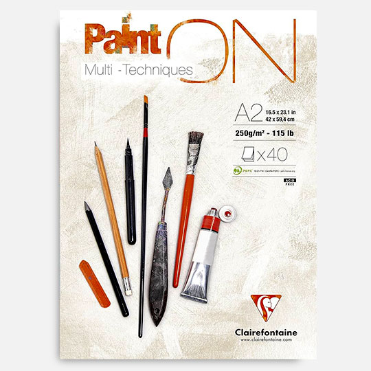 CLAIREFONTAINE Paint On White Mixed Media Paper Pad 250gsm A6 x 15