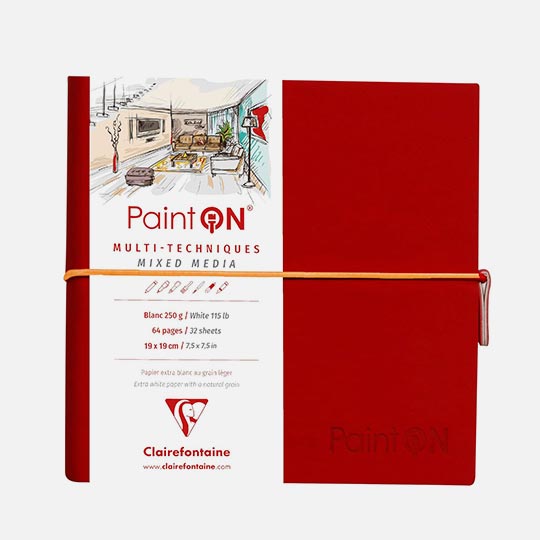 CLAIREFONTAINE Paint On White Mixed Media Sketchbook 250gsm 19cm x 19cm x 32