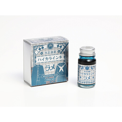 TERANISHI Taisho Roman Lame Haikara Guitar Fountain Pen Ink 12ml Glitter Melancholic Blue