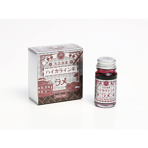 TERANISHI Taisho Roman Lame Haikara Guitar Fountain Pen Ink 12ml Glitter Classy Burgundy