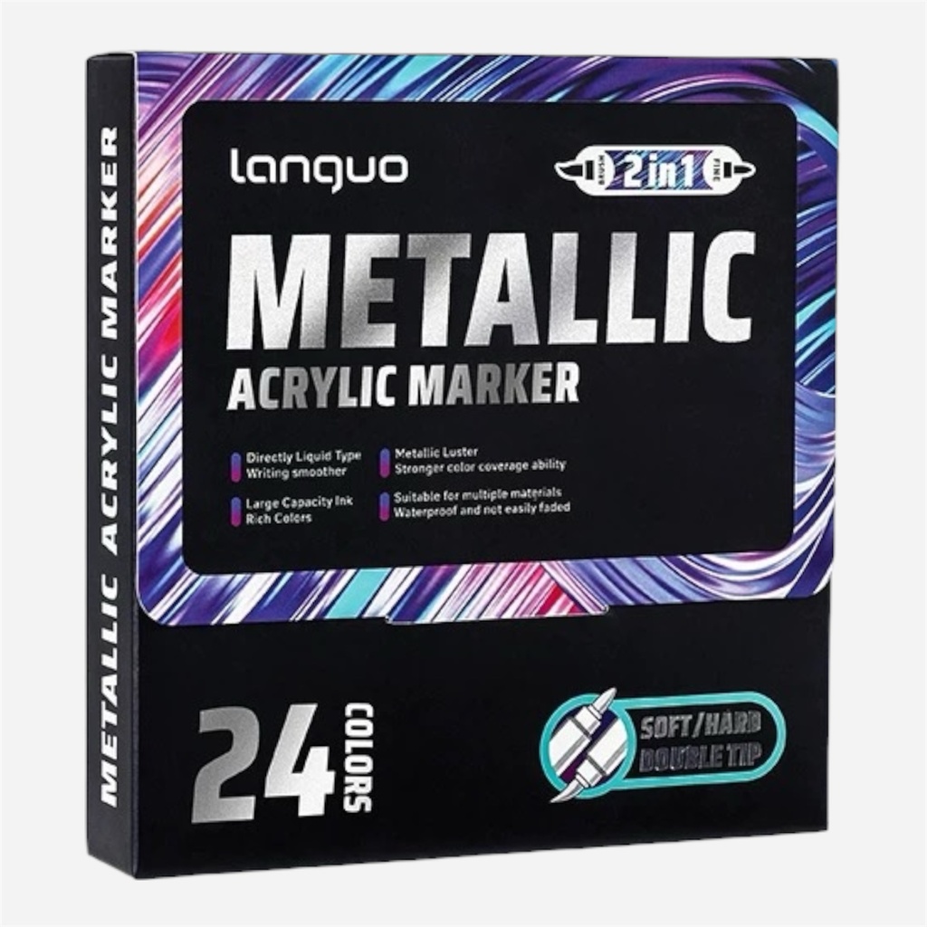 LANGUO Acrylic Brush Marker Metallic Set x 24