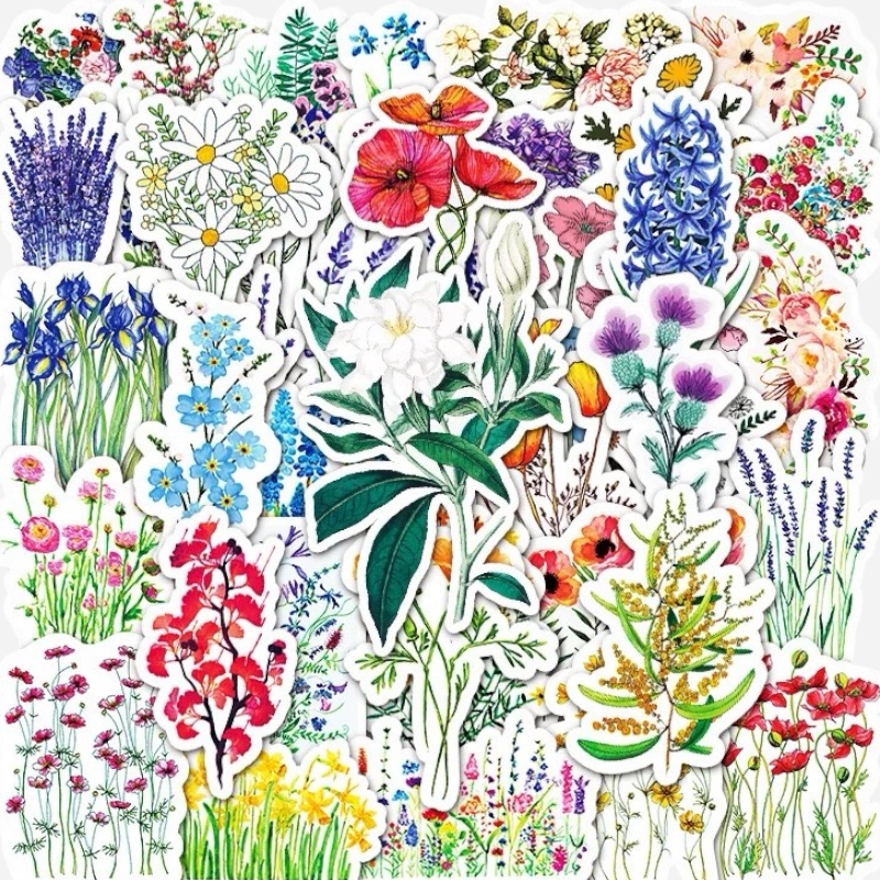 OVJ Waterproof Sticker Watercolor Florals x 50