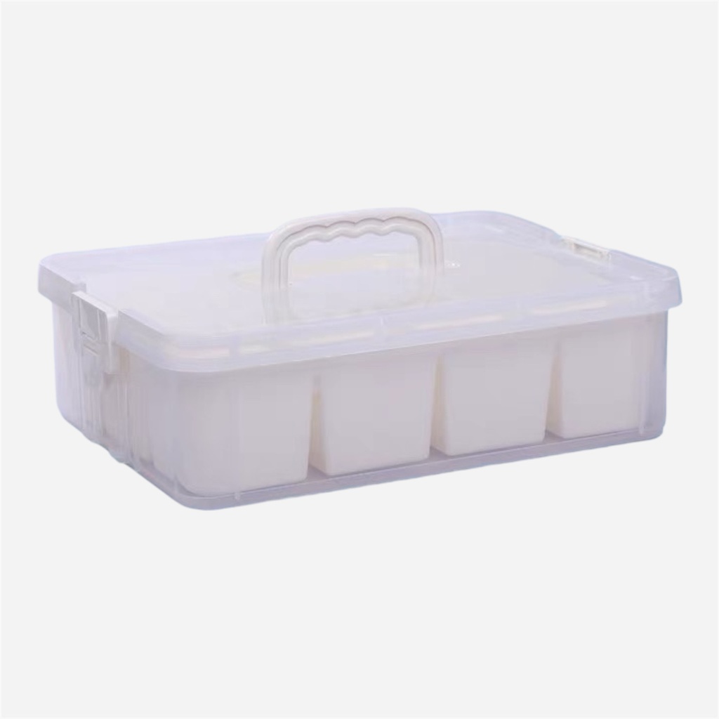 OVJ Plastic Storage Box 1-Tier 13cm x 23cm x 34cm White (Sorting Tray Included)