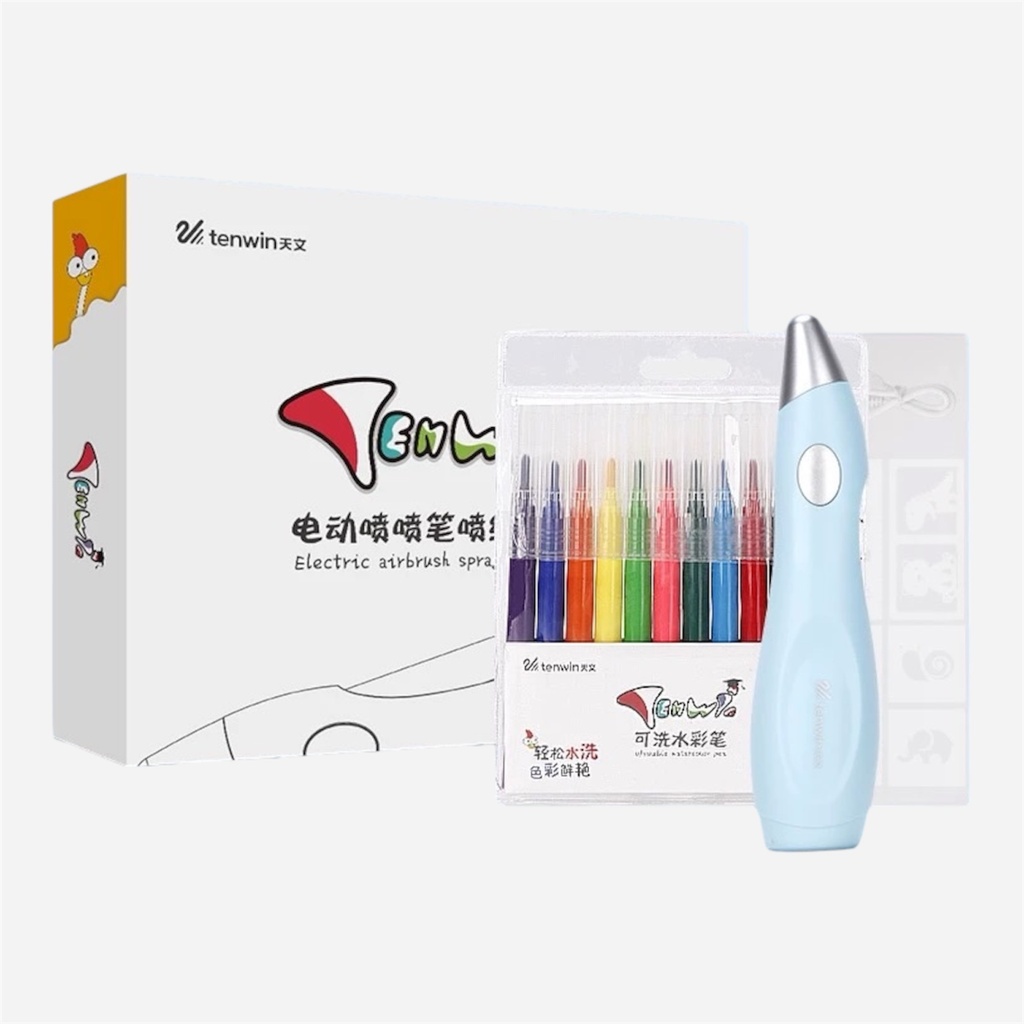 OVJ Tenwin Electric Airbrush Spray Painting Pink Set