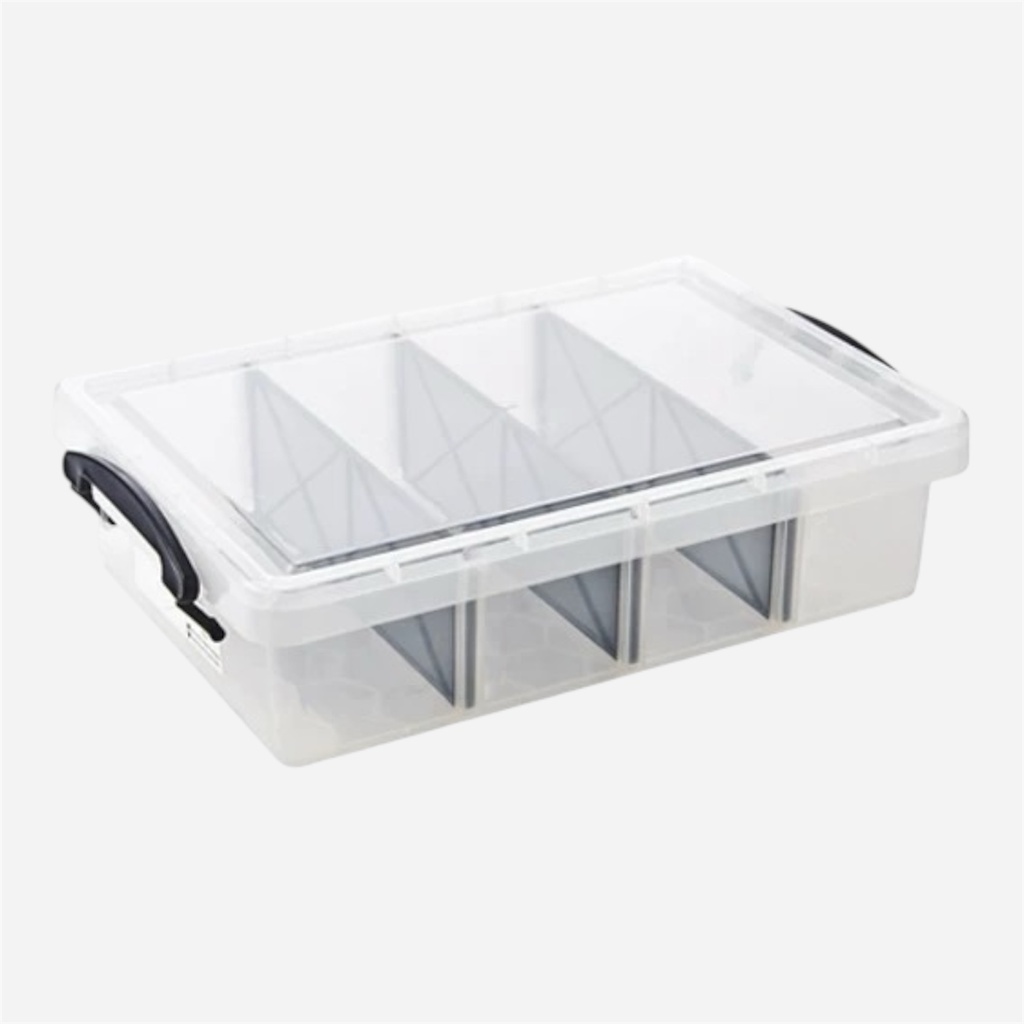 OVJ Plastic Storage Box Organiser 4-Compartment 38cm x 24cm x 10cm