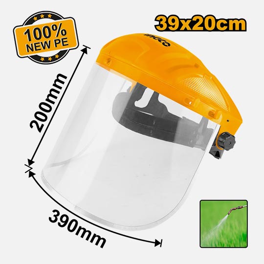 INGCO Face Shield With Adjustable Impact Resistant Head Gear