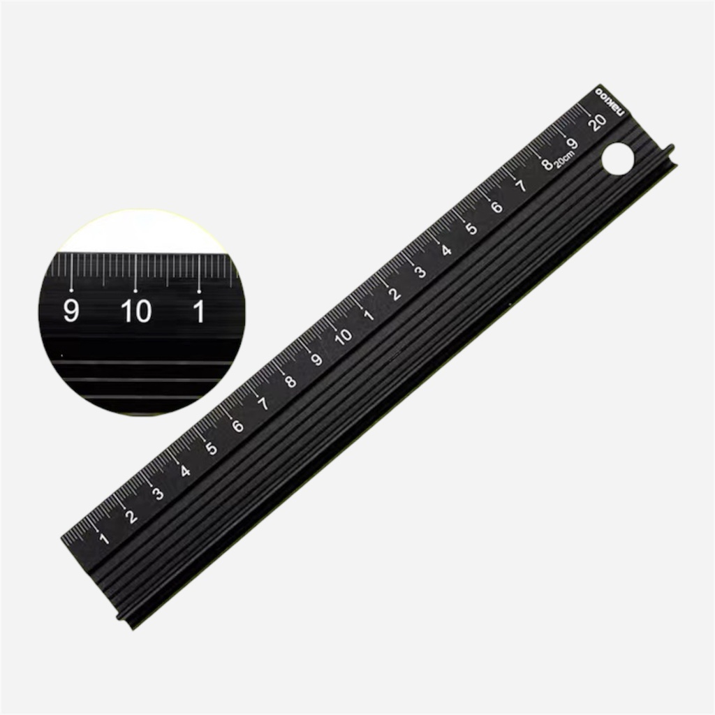 OVJ Aluminium Non-Slip Grip Ruler 45cm Black